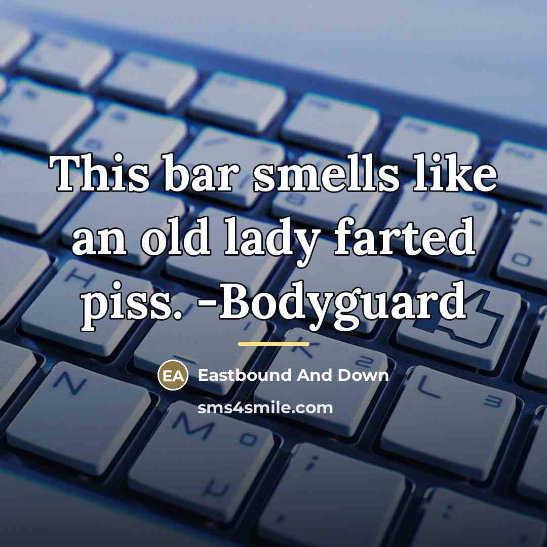“This bar smells like an old lady farted piss. -Bodyguard…” quote by Eastbound And Down