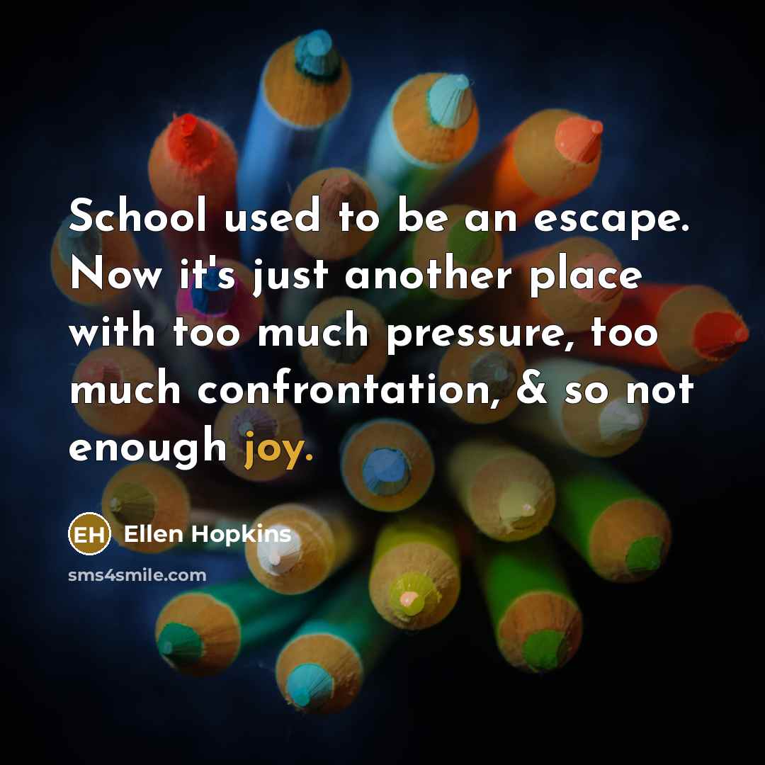 “School used to be an escape. Now it's just another…” quote by Ellen Hopkins