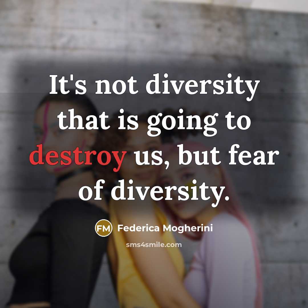 “It's not diversity that is going to destroy us, but…” quote by Federica Mogherini