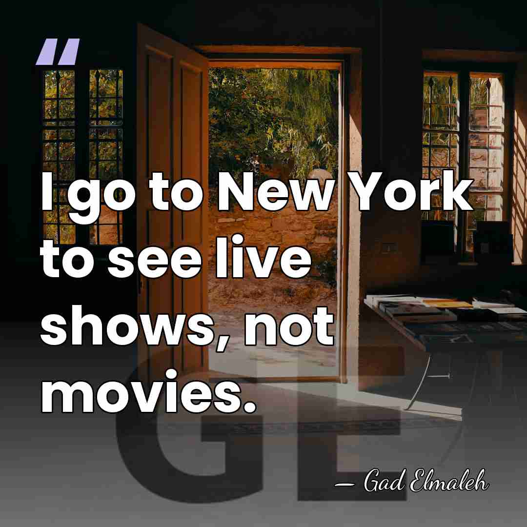 I go to New York to see live shows, not movies. - Gad Elmaleh