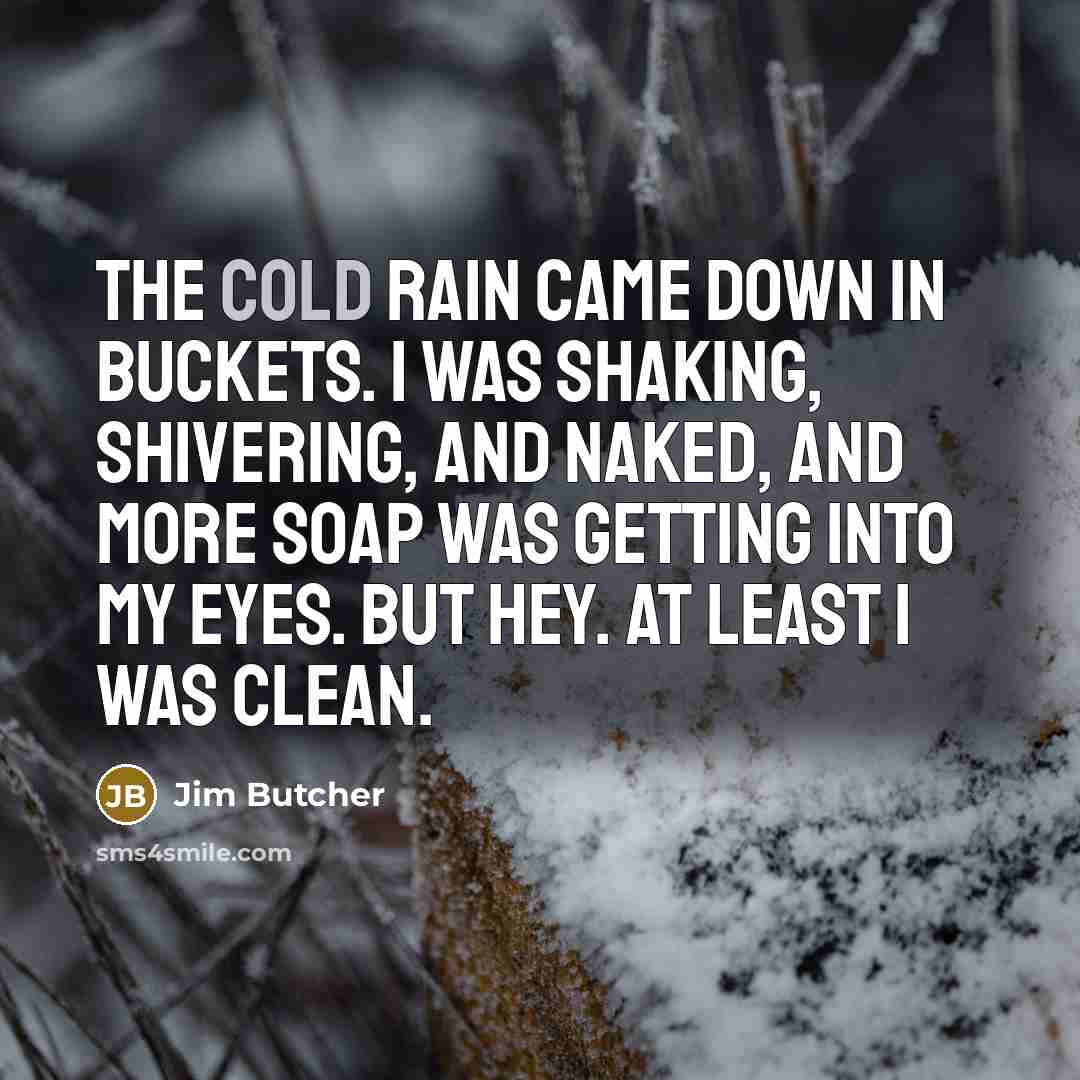 “The cold rain came down in buckets. I was shaking,…” quote by Jim Butcher