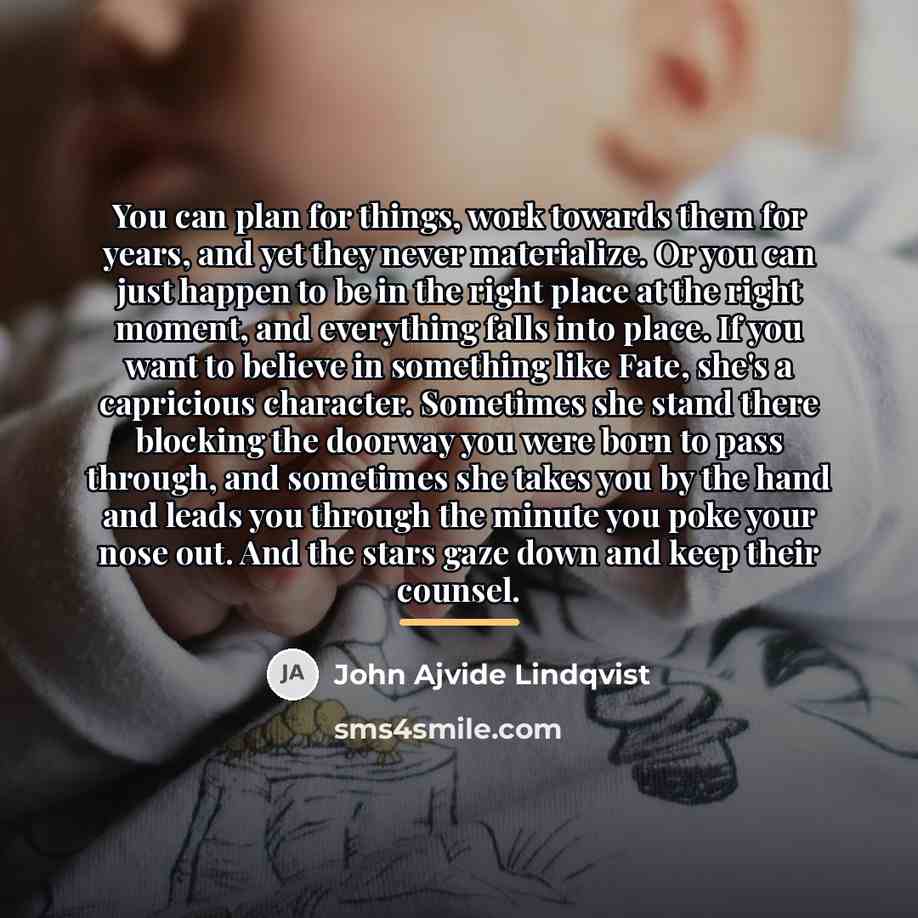 “You can plan for things, work towards them for years,…” quote by John Ajvide Lindqvist