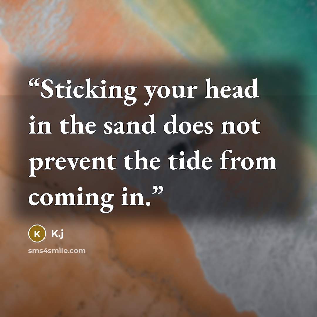 “Sticking your head in the sand does not prevent the tide from coming in.” quote by K.j