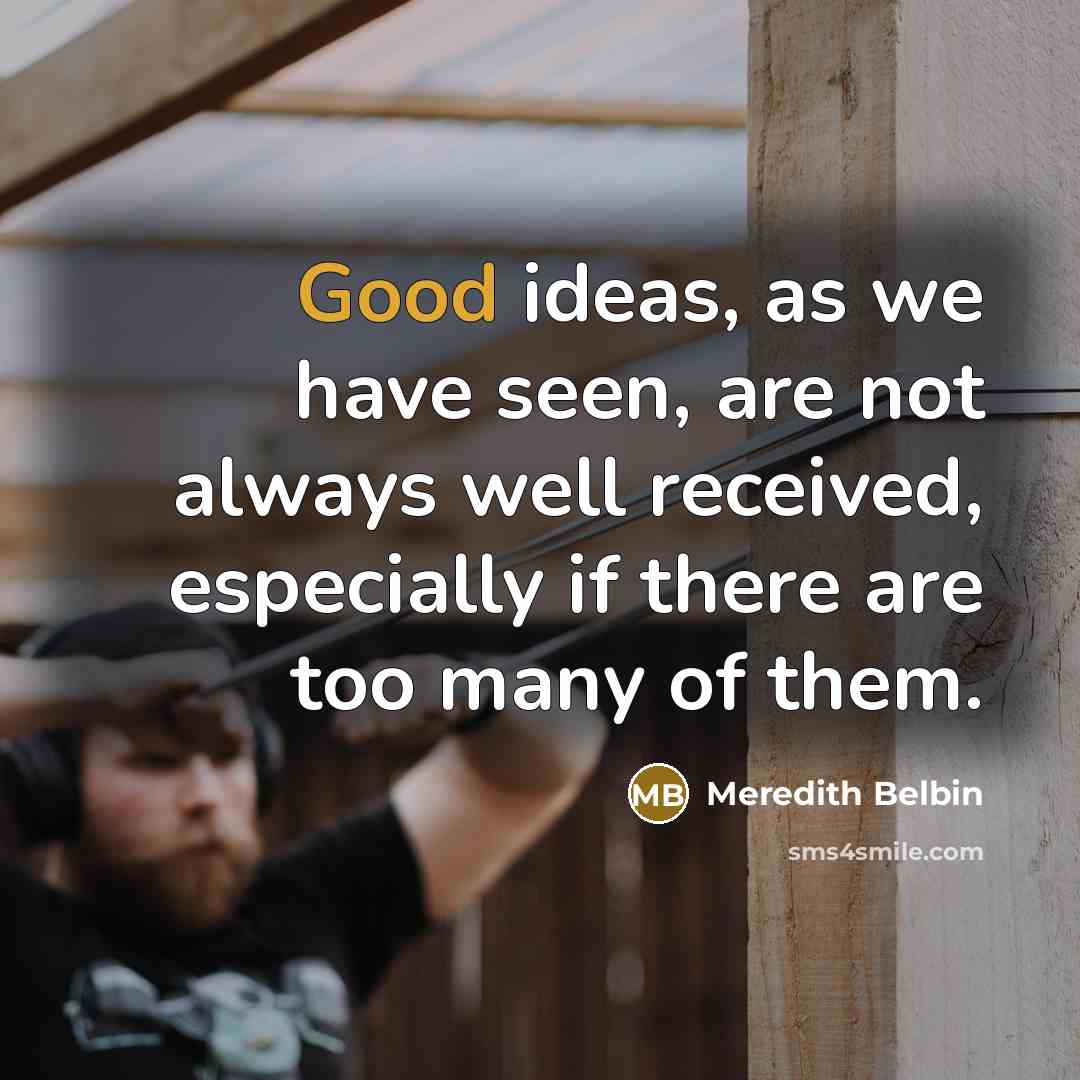 “Good ideas, as we have seen, are not always well…” quote by Meredith Belbin