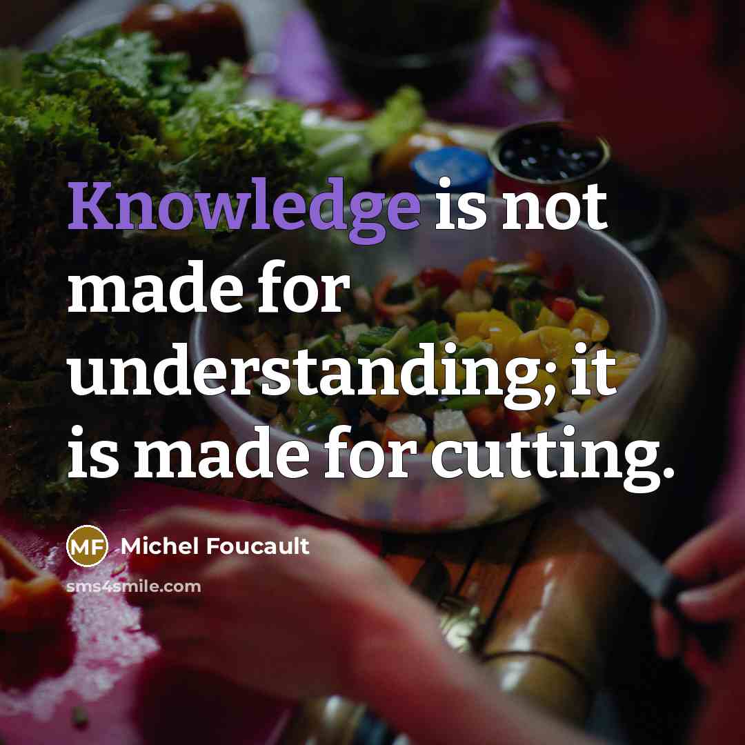 “Knowledge is not made for understanding; it is made for…” quote by Michel Foucault