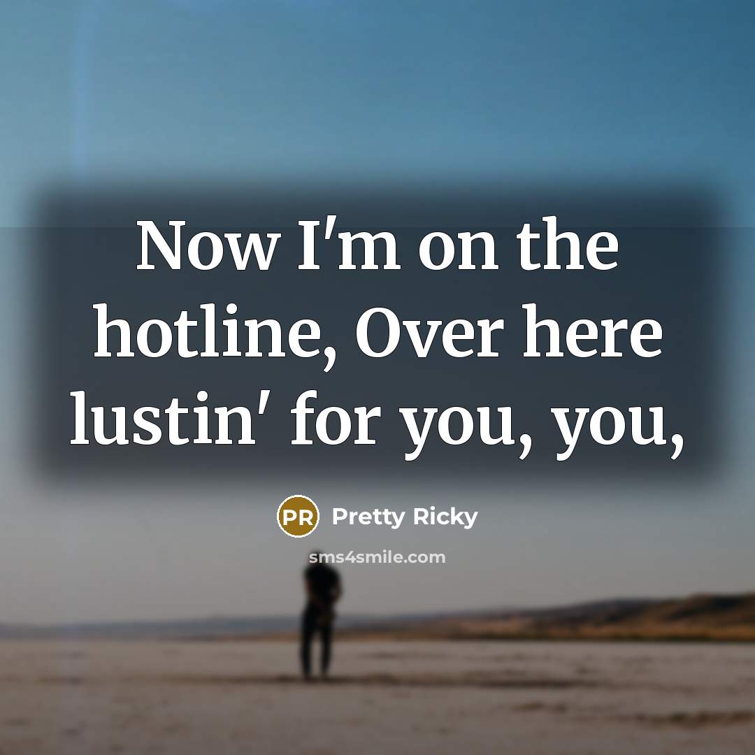 “Now I'm on the hotline, Over here lustin' for you,…” quote by Pretty Ricky