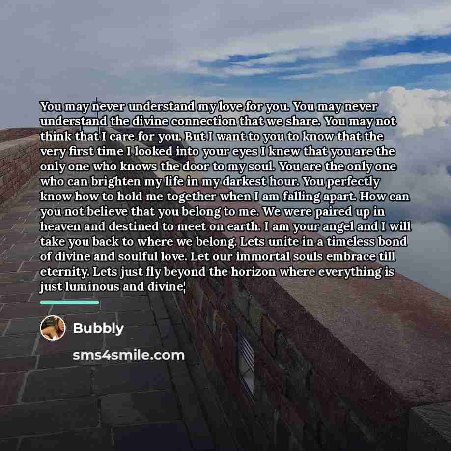 “You may never understand my love for you. You may…” quote by Bubbly