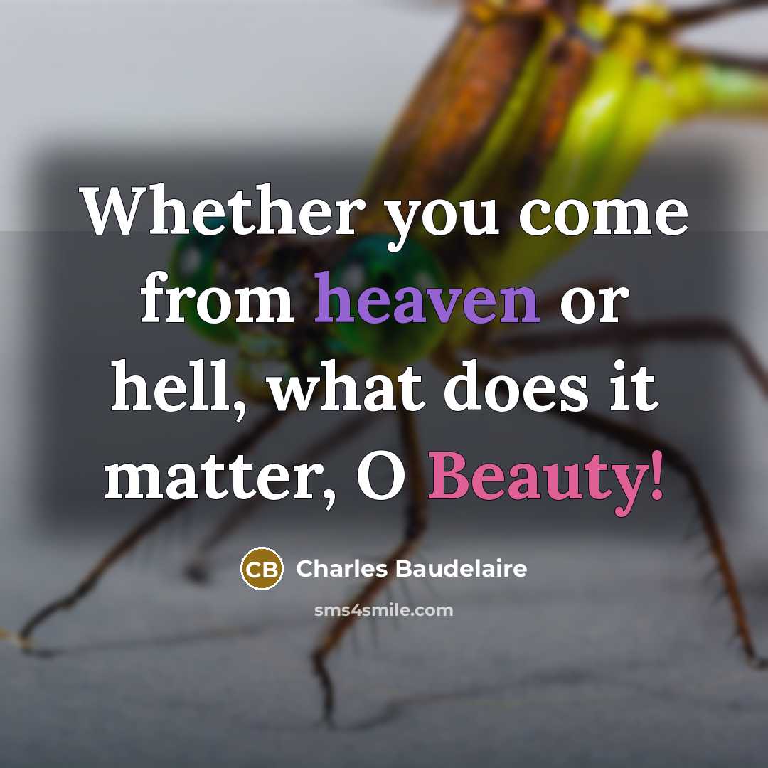 “Whether you come from heaven or hell, what does it…” quote by Charles Baudelaire