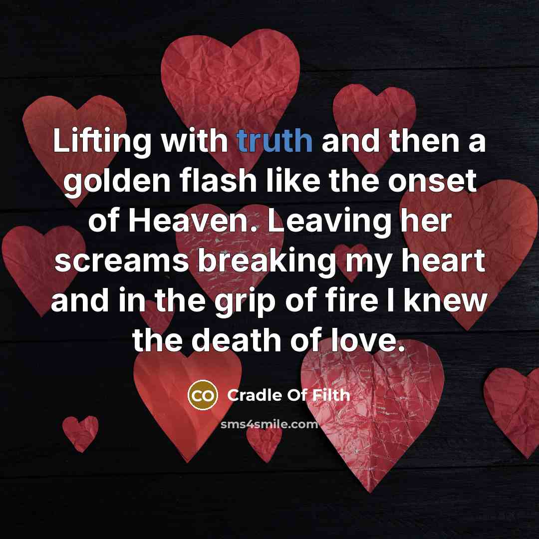 “Lifting with truth and then a golden flash like the…” quote by Cradle Of Filth