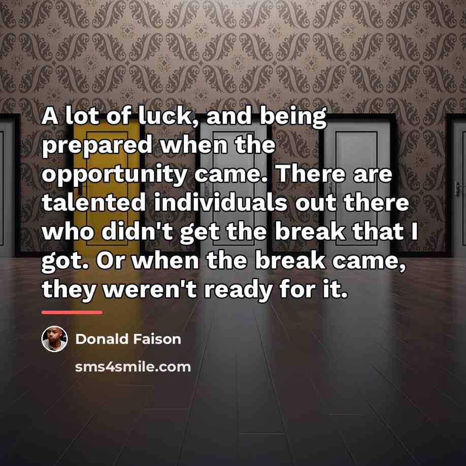 “A lot of luck, and being prepared when the opportunity…” quote by Donald Faison