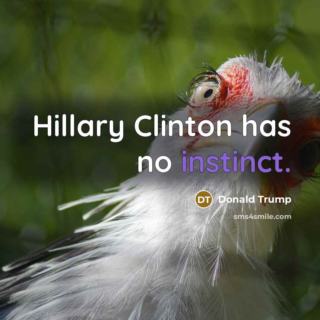 “Hillary Clinton has no instinct.…” quote by Donald Trump