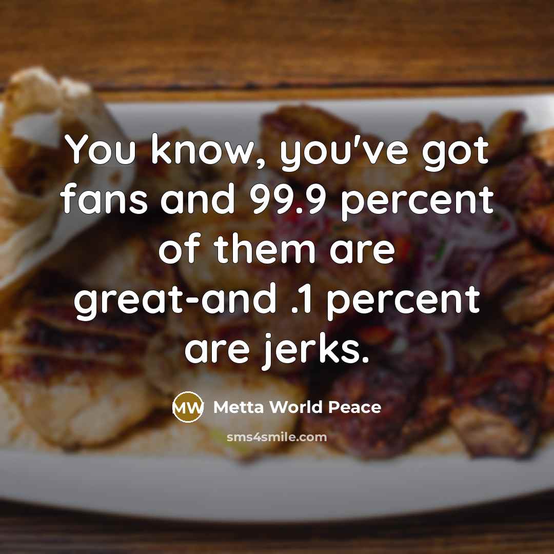 “You know, you've got fans and 99.9 percent of them…” quote by Metta World Peace