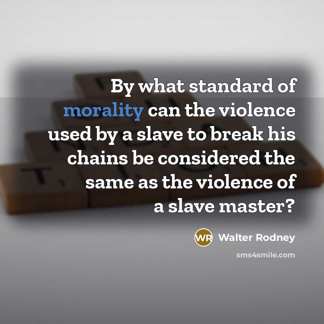“By what standard of morality can the violence used by…” quote by Walter Rodney