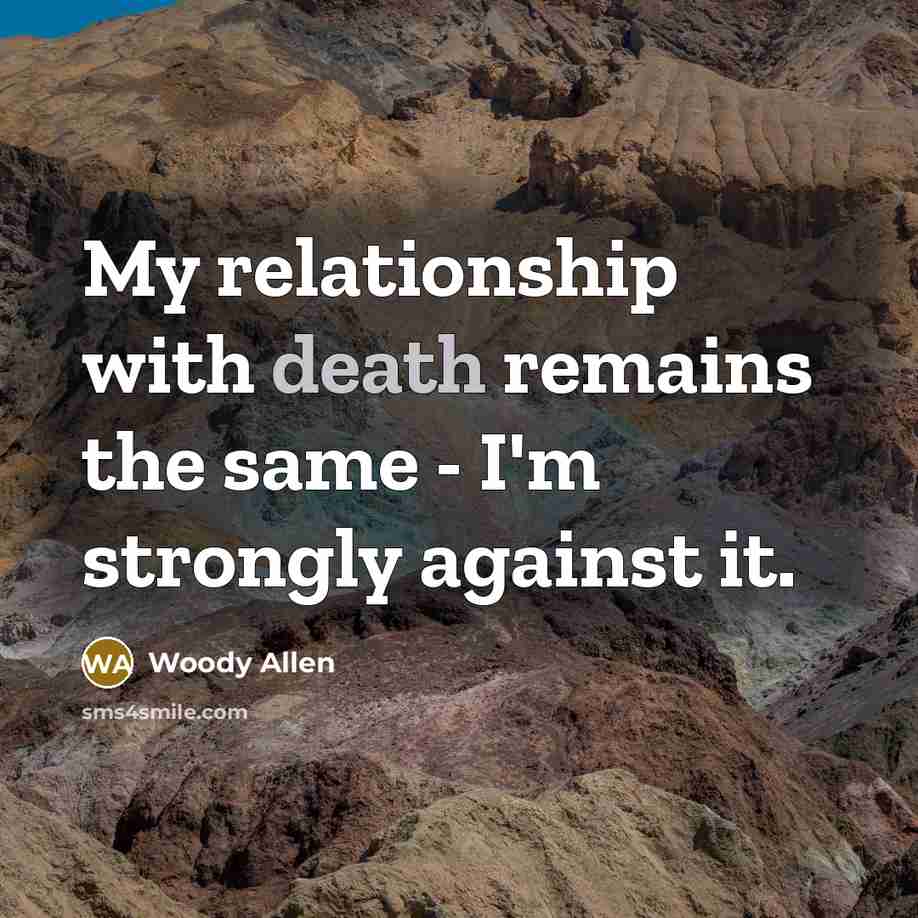 “My relationship with death remains the same - I'm strongly…” quote by Woody Allen