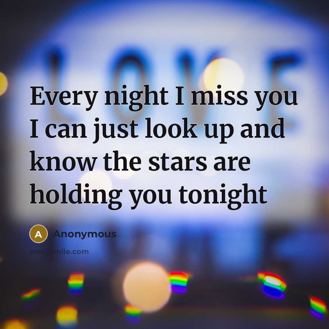“Every night I miss you I can just look up…” quote by Anonymous