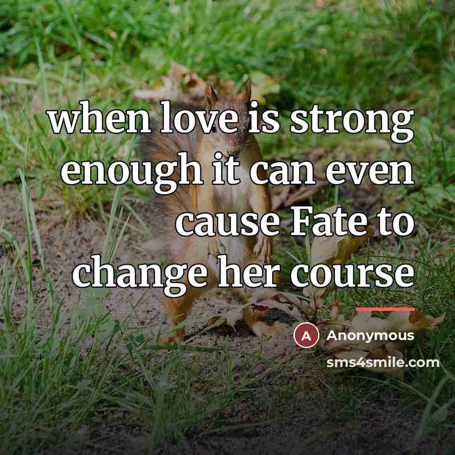 “when love is strong enough it can even cause Fate…” quote by Anonymous