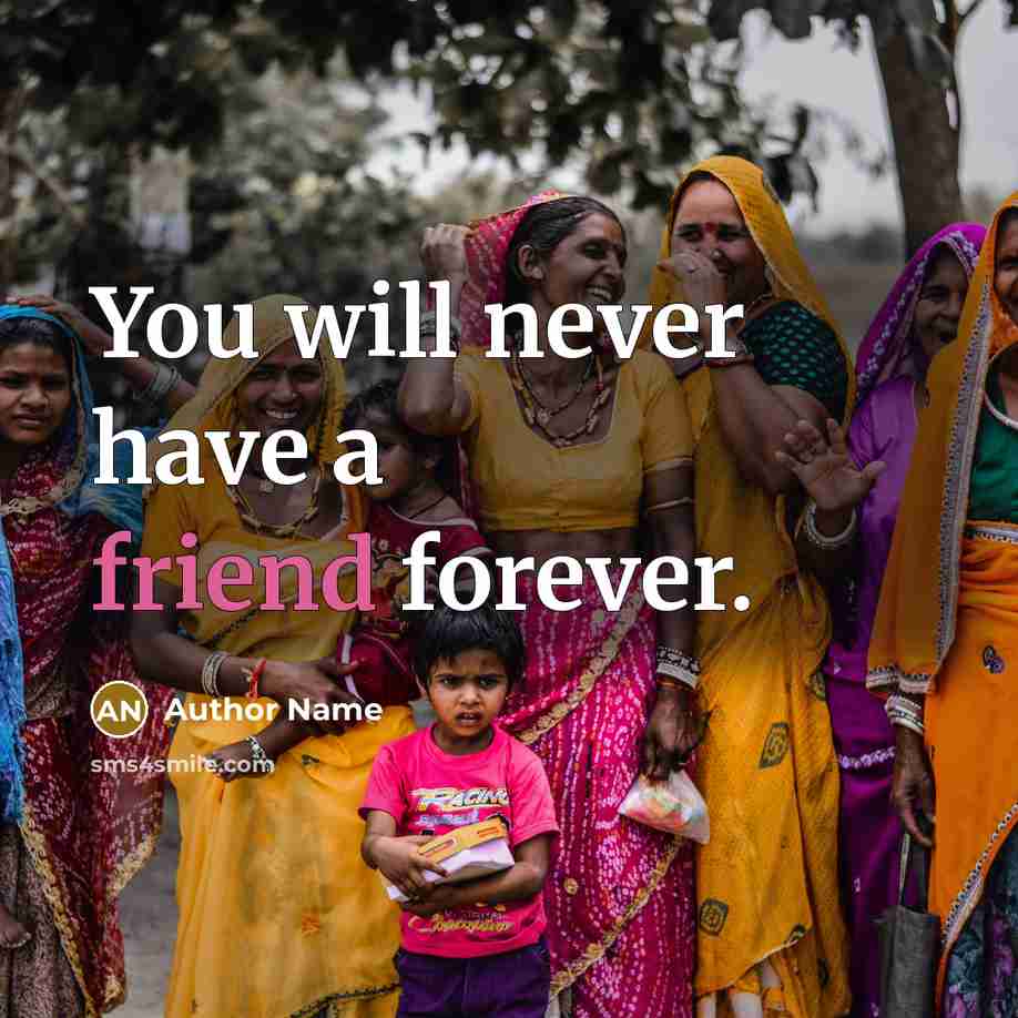 “You will never have a friend forever.…” quote by Author Name