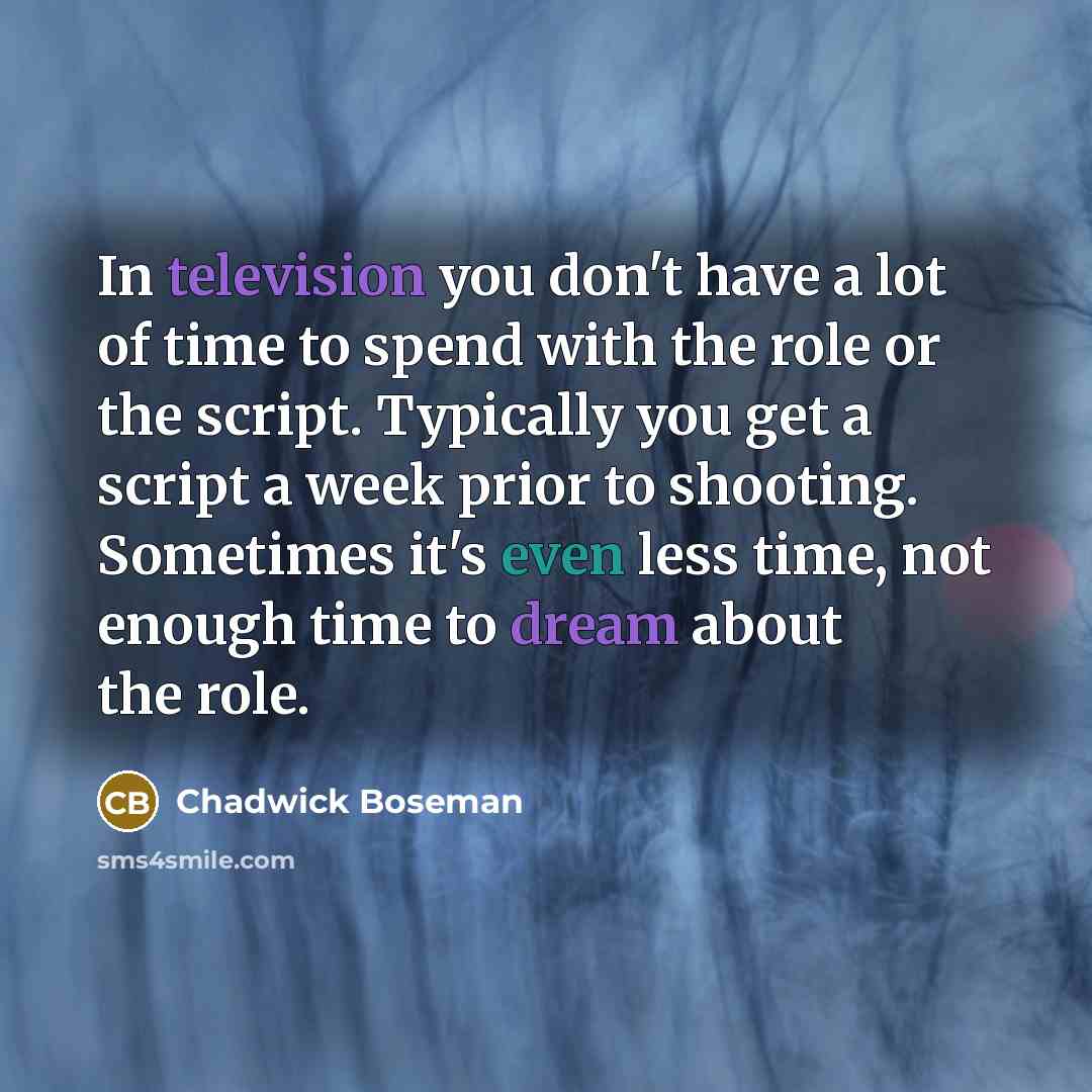“In television you don't have a lot of time to…” quote by Chadwick Boseman