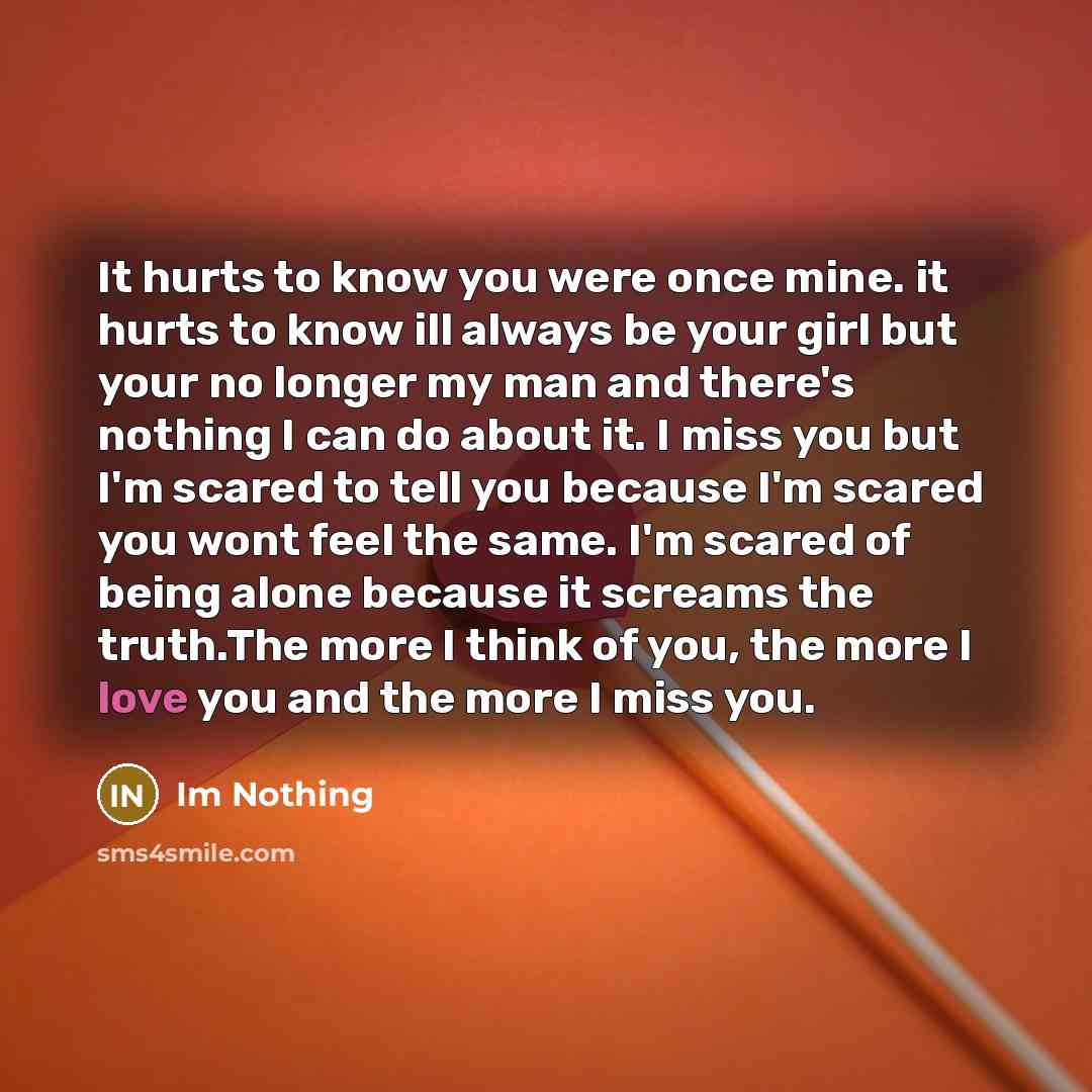 “It hurts to know you were once mine. it hurts…” quote by Im Nothing