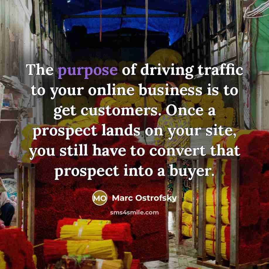 “The purpose of driving traffic to your online business is…” quote by Marc Ostrofsky