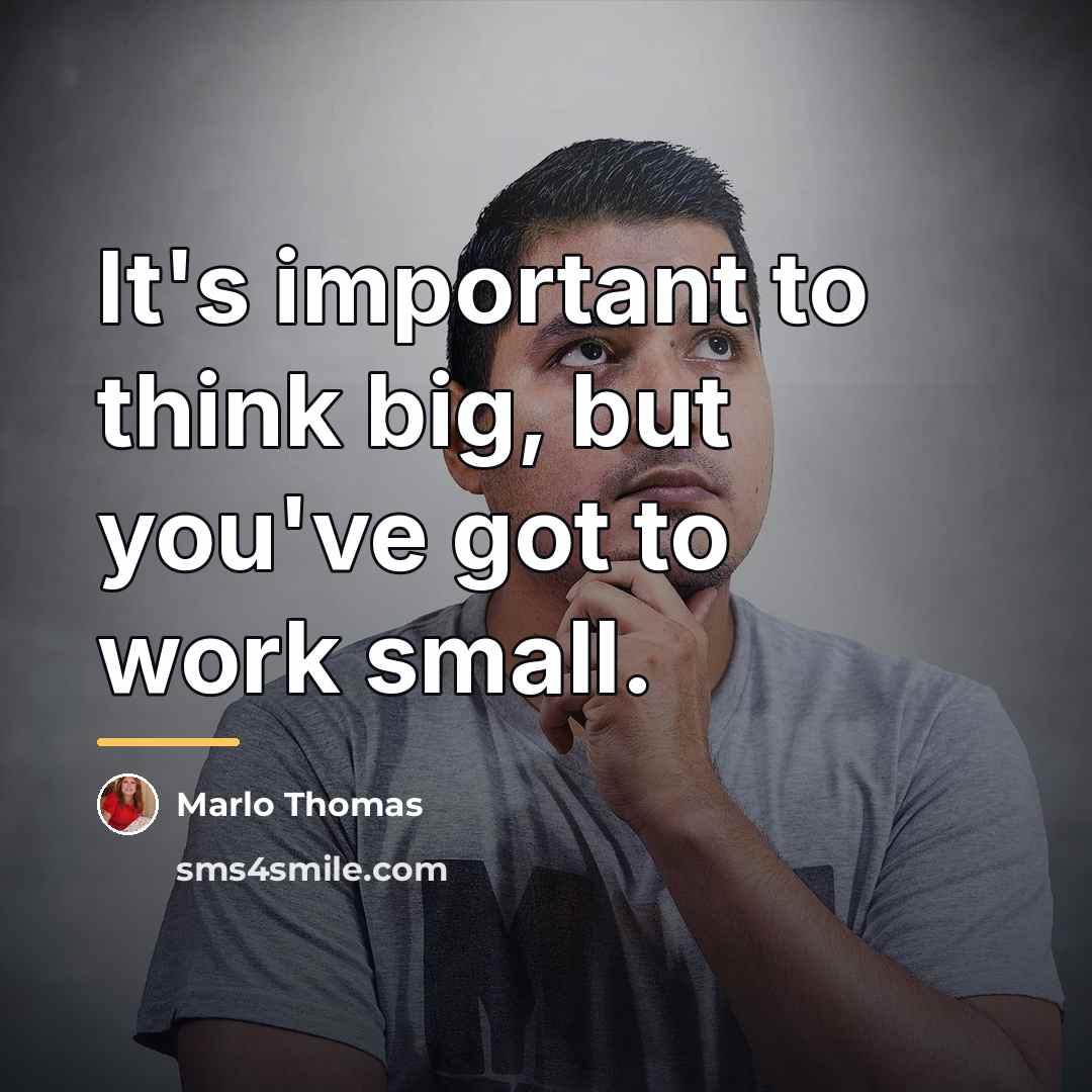 “It's important to think big, but you've got to work…” quote by Marlo Thomas