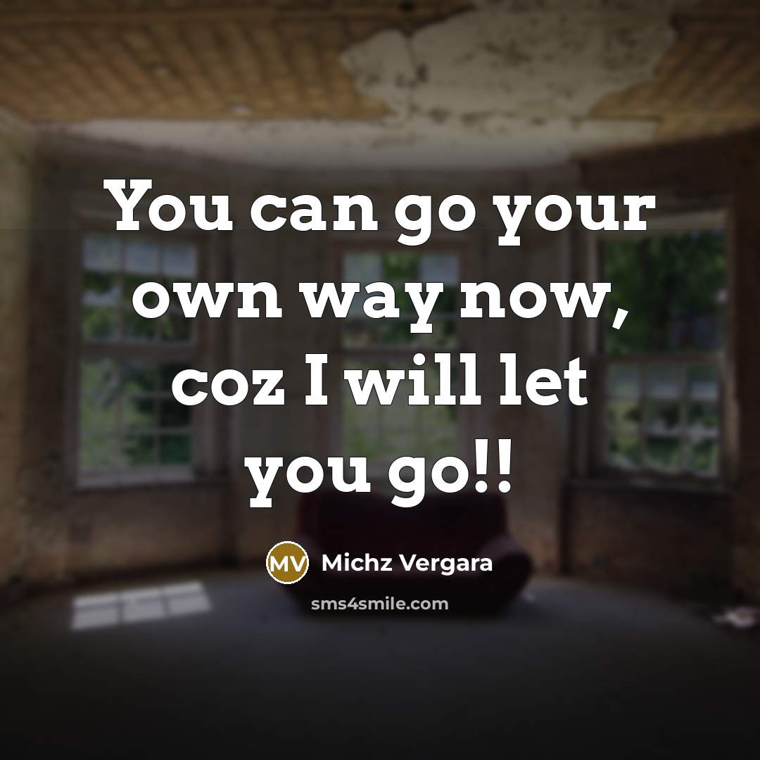 “You can go your own way now, coz I will…” quote by Michz Vergara