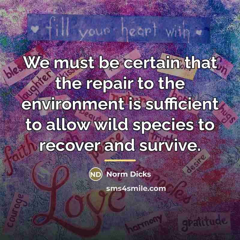 “We must be certain that the repair to the environment…” quote by Norm Dicks