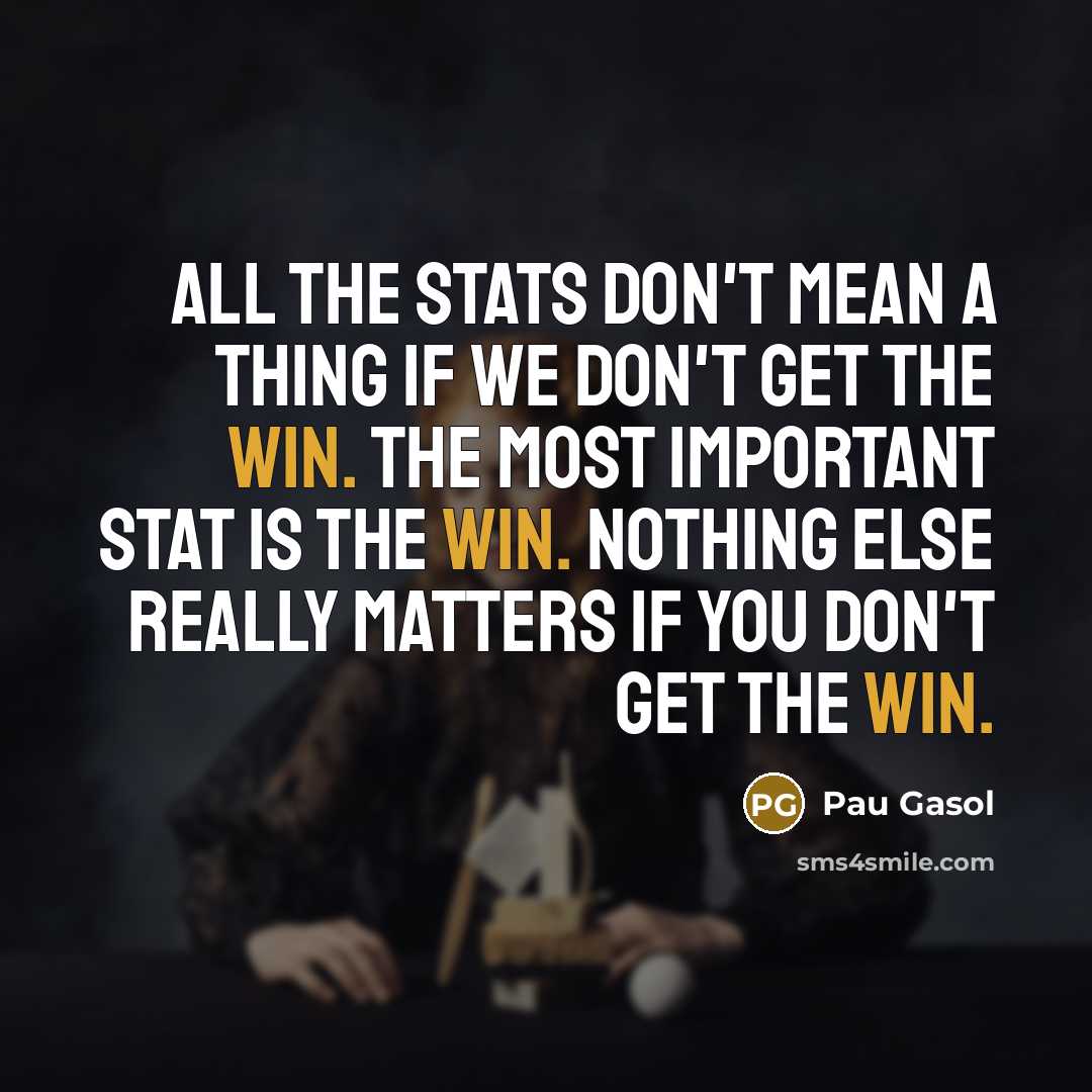 “All the stats don't mean a thing if we don't…” quote by Pau Gasol
