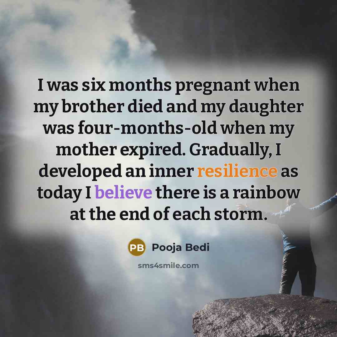 “I was six months pregnant when my brother died and…” quote by Pooja Bedi
