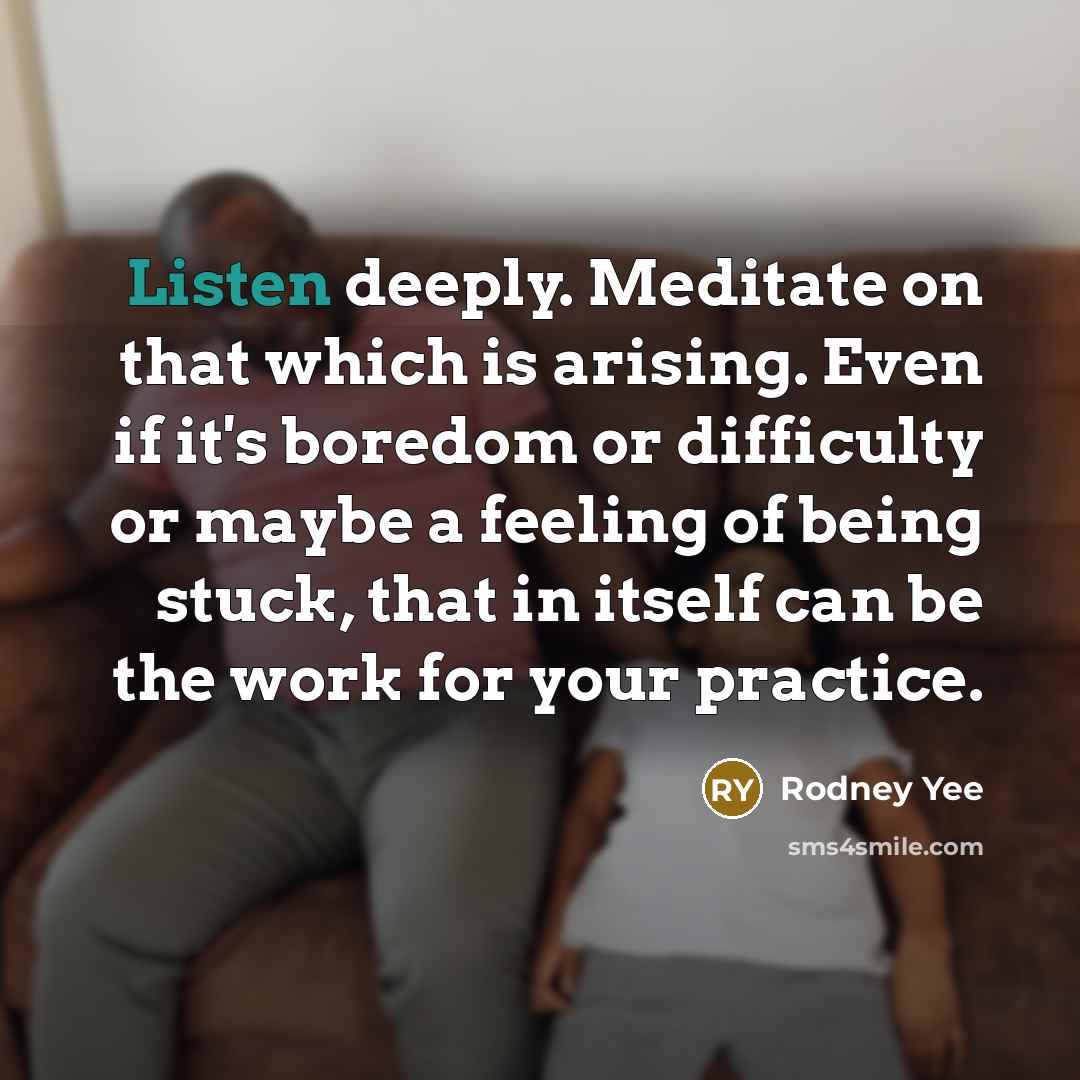 “Listen deeply. Meditate on that which is arising. Even if…” quote by Rodney Yee