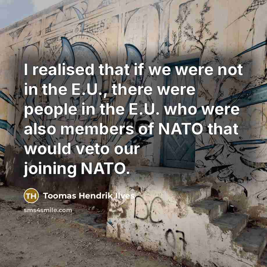 “I realised that if we were not in the E.U.,…” quote by Toomas Hendrik Ilves
