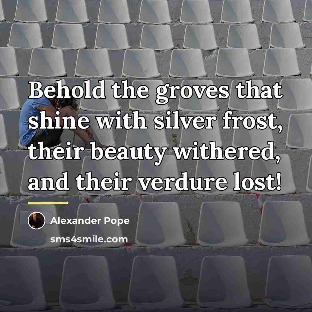 “Behold the groves that shine with silver frost, their beauty…” quote by Alexander Pope