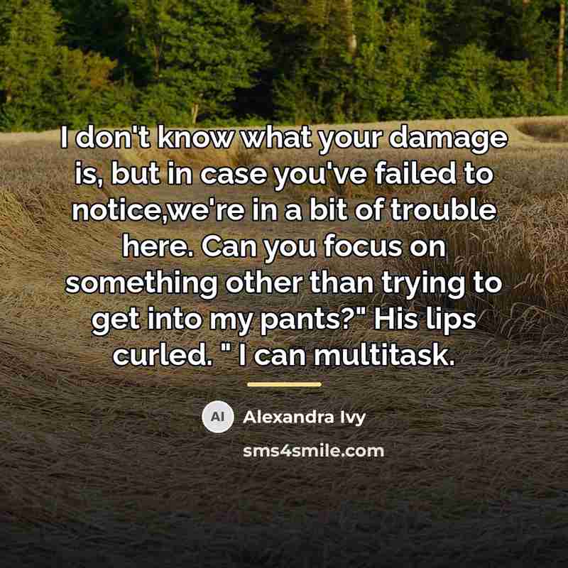 “I don't know what your damage is, but in case…” quote by Alexandra Ivy