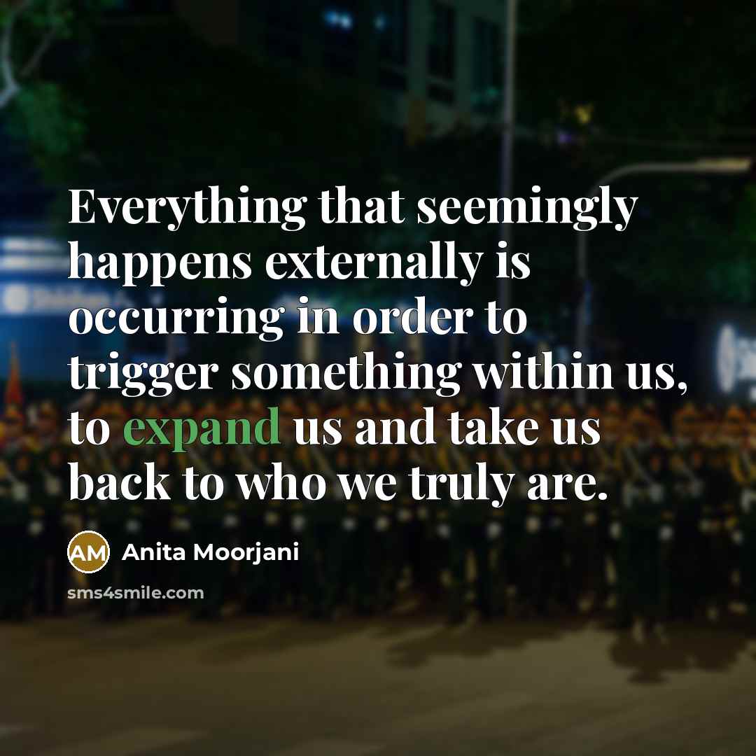 “Everything that seemingly happens externally is occurring in order to…” quote by Anita Moorjani