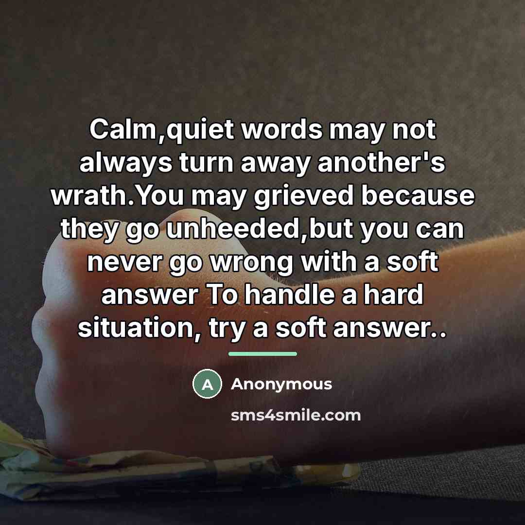 “Calm,quiet words may not always turn away another's wrath.You may…” quote by Anonymous
