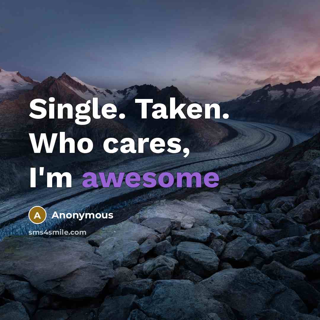 “Single. Taken. Who cares, I'm awesome…” quote by Anonymous