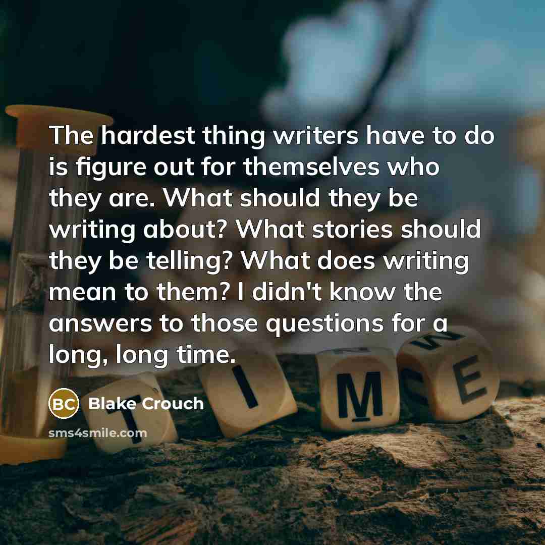 “The hardest thing writers have to do is figure out…” quote by Blake Crouch