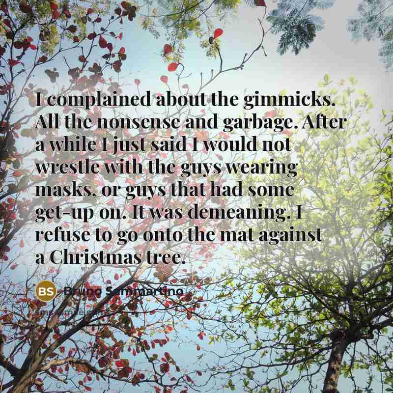 “I complained about the gimmicks. All the nonsense and garbage.…” quote by Bruno Sammartino