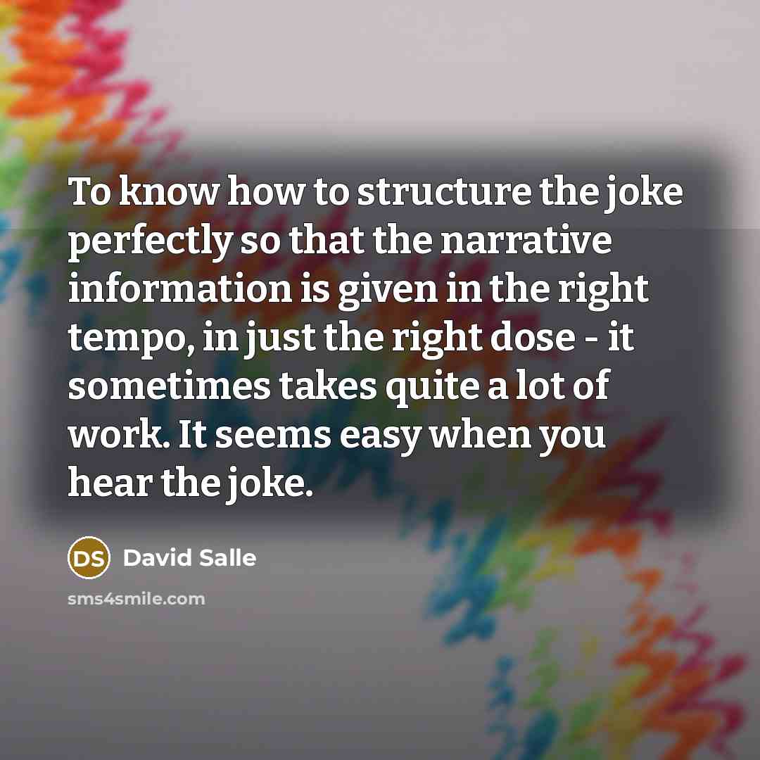 “To know how to structure the joke perfectly so that…” quote by David Salle