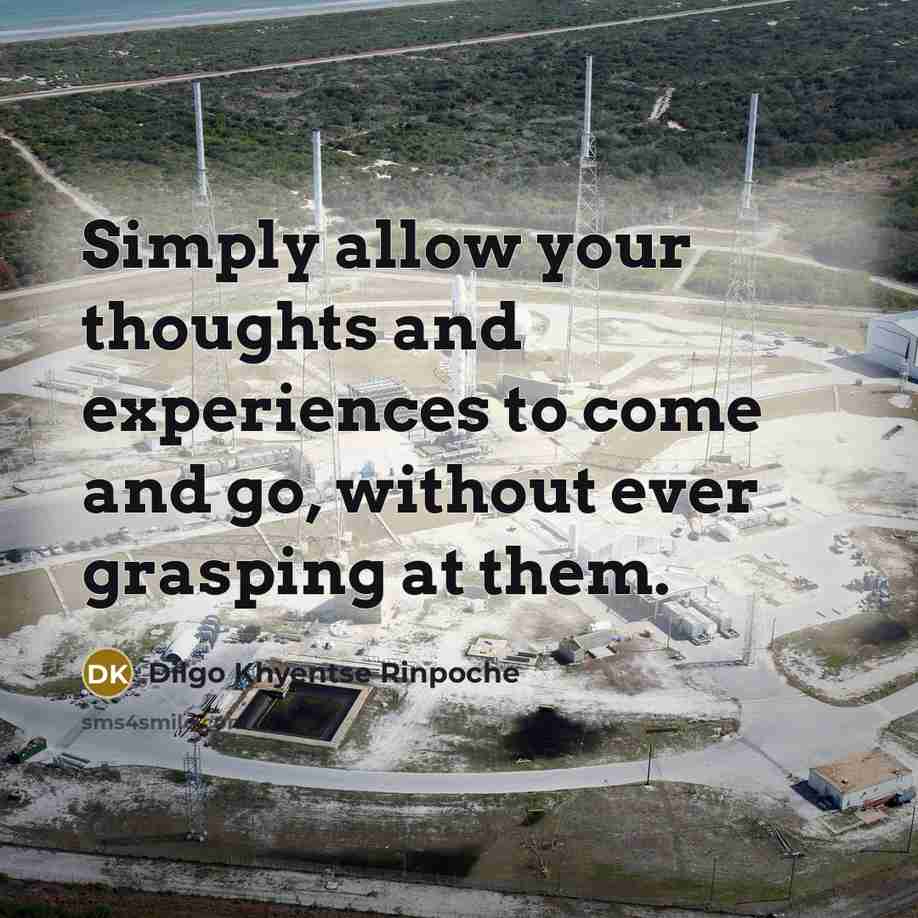 “Simply allow your thoughts and experiences to come and go,…” quote by Dilgo Khyentse Rinpoche