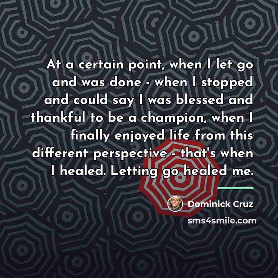 “At a certain point, when I let go and was…” quote by Dominick Cruz