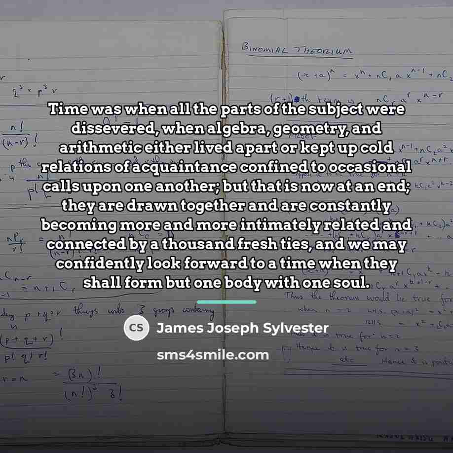 “Time was when all the parts of the subject were…” quote by James Joseph Sylvester