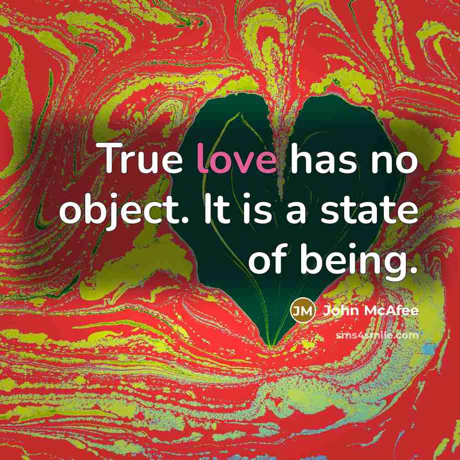 “True love has no object. It is a state of…” quote by John McAfee