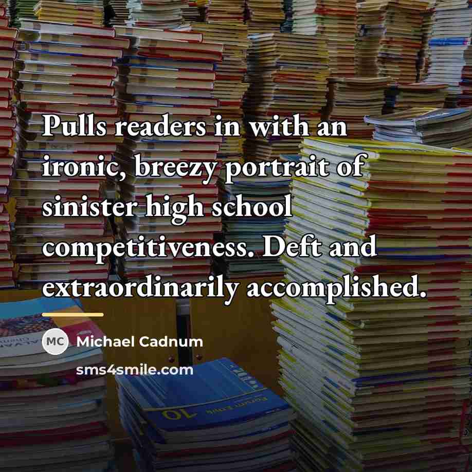 “Pulls readers in with an ironic, breezy portrait of sinister…” quote by Michael Cadnum