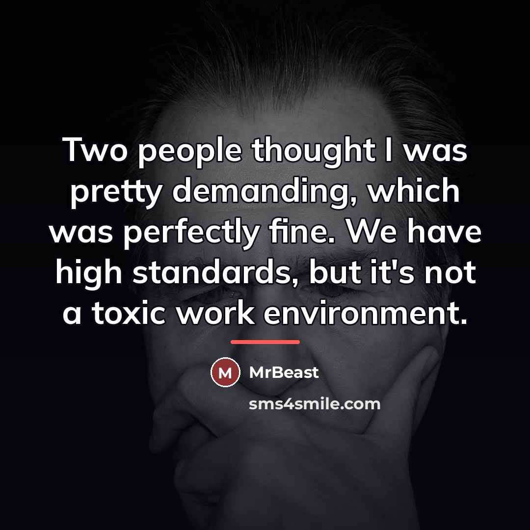 “Two people thought I was pretty demanding, which was perfectly…” quote by MrBeast
