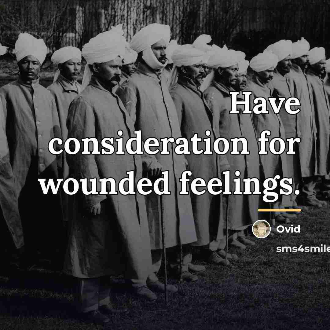 “Have consideration for wounded feelings.…” quote by Ovid