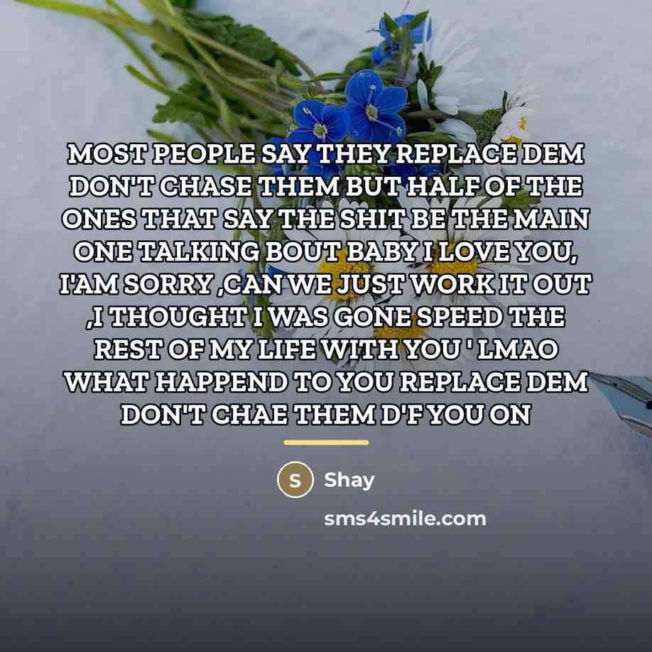 “MOST PEOPLE SAY THEY REPLACE DEM DON'T CHASE THEM BUT…” quote by SHAY
