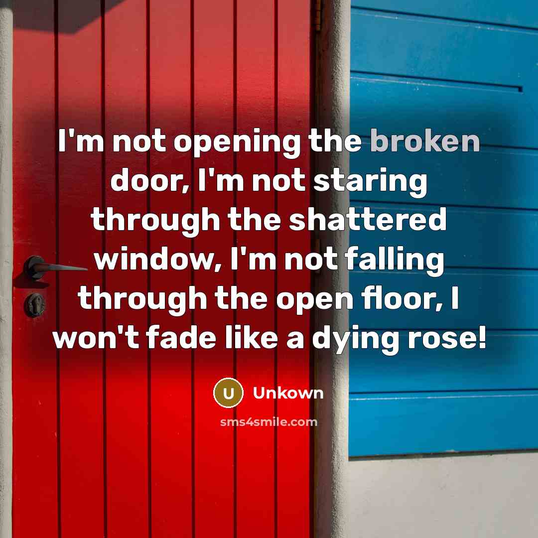 “I'm not opening the broken door, I'm not staring through…” quote by Unkown