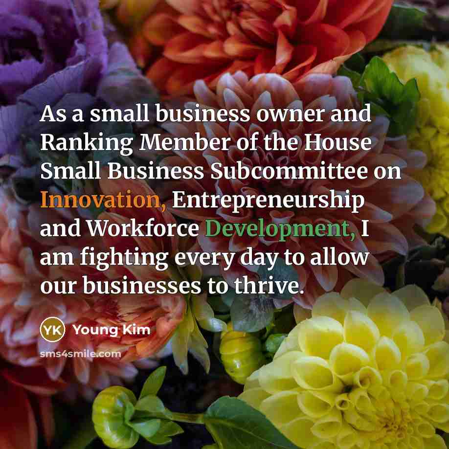 “As a small business owner and Ranking Member of the…” quote by Young Kim