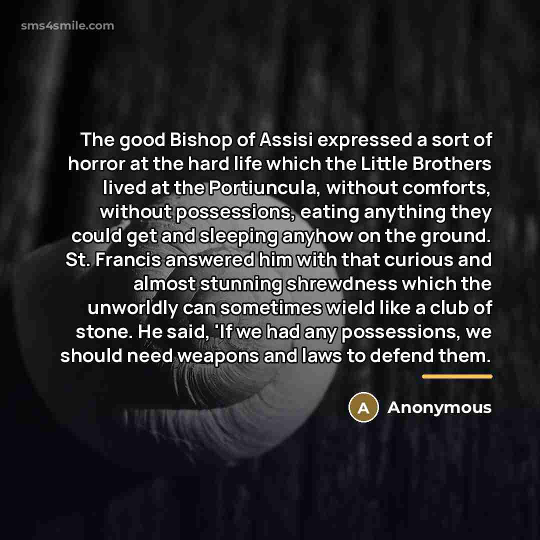 “The good Bishop of Assisi expressed a sort of horror…” quote by Anonymous